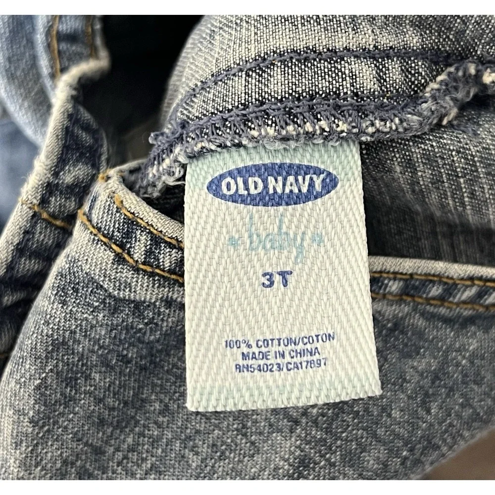 Old Navy Baby Denim Carpenter Bib Overalls Boys Size 3T Blue Cotton Pockets Y2K